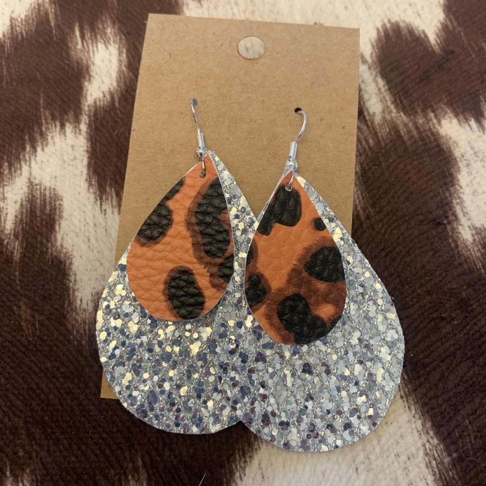 Cheetah and silver earrings